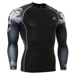 Mens Long Sleeves Compression Shirts Tight Skin Sides 3D Prints