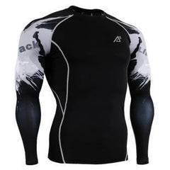 Mens Long Sleeves Compression Shirts Tight Skin Sides 3D Prints