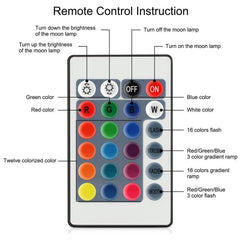 16/2 Color Changing 3D Moon Lamp With Remote Control