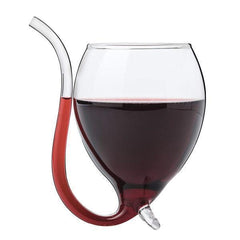 2Pcs Wine Glass Built-in Straw